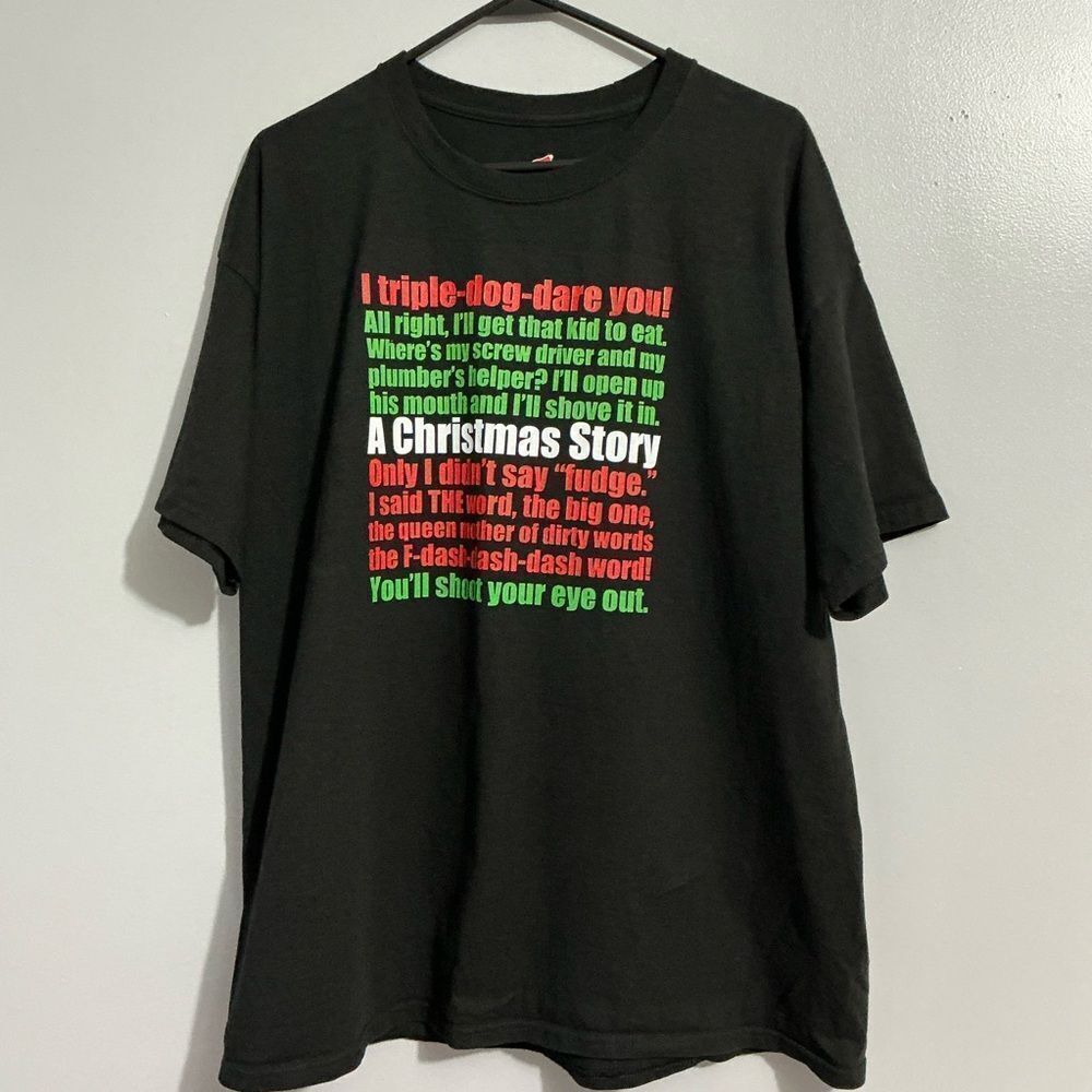 Hanes Black short sleeve T-Shirt with a quote from The Christmas Story size XL